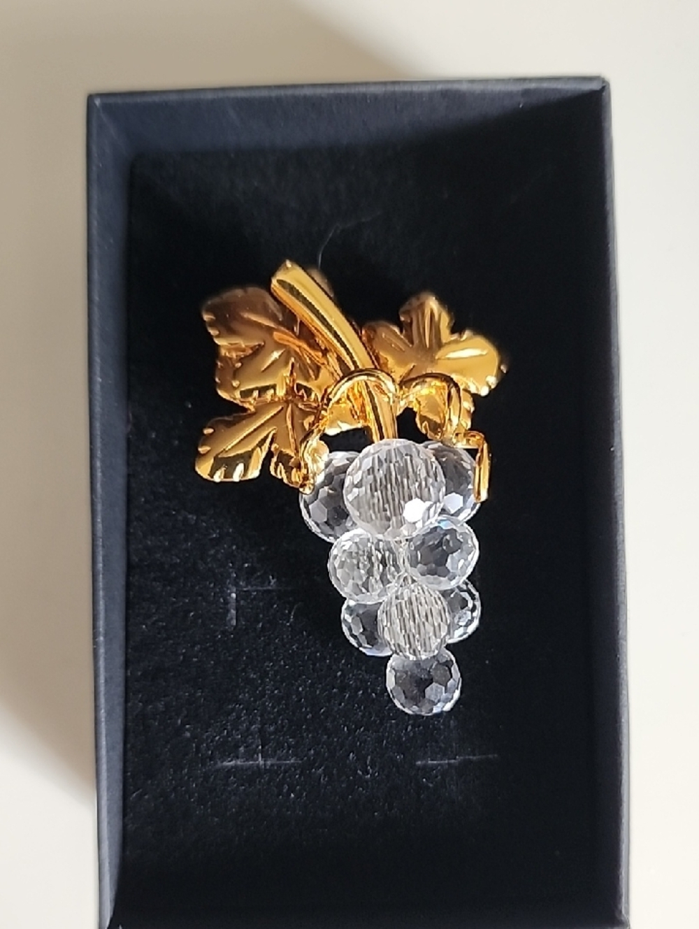 Vintage Swarovski Gold-Tone Crystal Grape Cluster Brooch - Women Jewelry